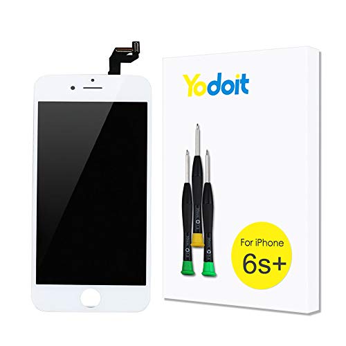 Yodoit para Pantalla iPhone 6s Plus Blanco, Conjunto de Pantalla LCD y digitalizador Reemplazo de la Pantalla táctil de Vidrio con Marco + Kit de Herramientas de reparación (5,5 Pulgadas)
