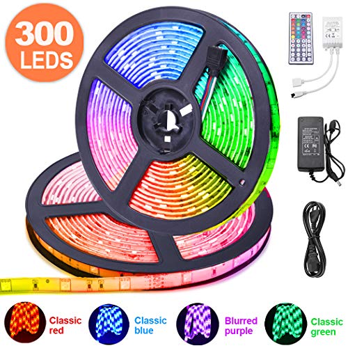 10M RGB Tira de LED 12V con Chip SMD 5050, ESEYE IP65 Impermeable Flexibles Multicolor 300 LEDs Strip Tiras Con Mando a Distancia y Adaptador Corriente Luce de LEDPara TV/Fiestas/Luz Ambiental 10M RGB Tira de LED 12V con Chip SMD 5050, ESEYE IP65 Impermeable Flexibles Multicolor 300 LEDs Strip Tiras Con Mando a Distancia y Adaptador Corriente Luce de LEDPara TV/Fiestas/Luz Ambiental