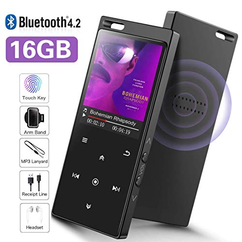 16GB SUPEREYE Reproductor MP3 Bluetooth 4.2 con Botón Táctil Reproductor de Música Digital con Auriculares con Cable, Altavoz Incorporado, Radio FM, Soporte hasta 64 GB 16GB SUPEREYE Reproductor MP3 Bluetooth 4.2 con Botón Táctil Reproductor de Música Digital con Auriculares con Cable, Altavoz Incorporado, Radio FM, Soporte hasta 64 GB