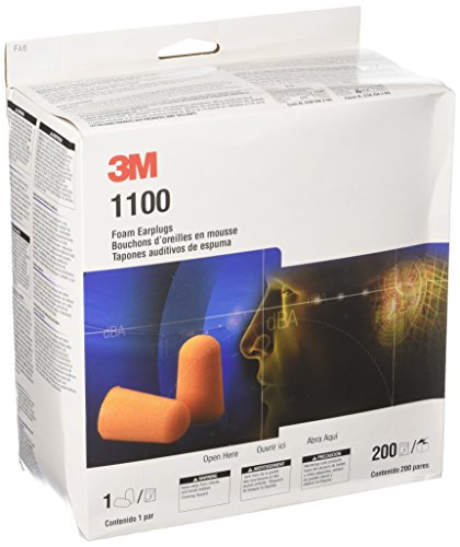 3M 1100 - Lote de 400 tapones para los oídos desechables, espuma (200 pares)