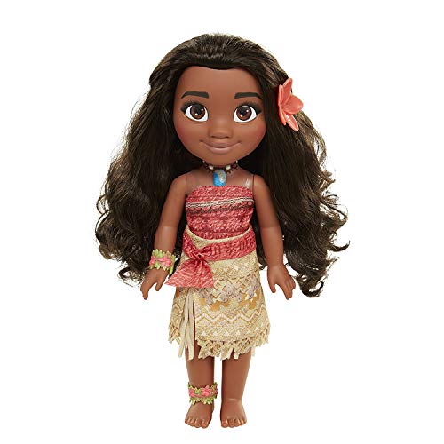 Glop Games- Princesa Disney, muñeca Vaiana Detalle. Fíjate en su Pelo, Vestido, Flor de Polinesia Toddler 35cm, 38 cm (04703)