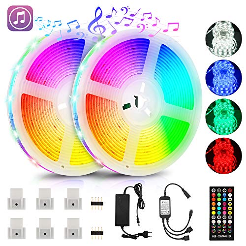Tira de LED 10M, 300LED 5050 RGB LED Strip con control remoto de música y fuente de alimentación, impermeable tira LED USB con 16 cambios de color, para decoración de habitacion, hogar, bar, fiesta Tira de LED 10M, 300LED 5050 RGB LED Strip con control remoto de música y fuente de alimentación, impermeable tira LED USB con 16 cambios de color, para decoración de habitacion, hogar, bar, fiesta