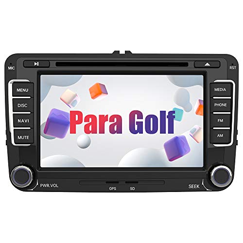 AWESAFE Radio Coche 7 Pulgadas con Pantalla Táctil 2 DIN para VW Golf, Autoradio con Bluetooth/GPS/FM/RDS/CD DVD/USB/SD, Apoyo Mandos Volante, Mirrorlink y Aparcacimiento