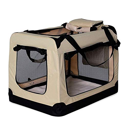 dibea Transportín para Perros Bolsa transportín para Perros Transportín Plegable Autobox Bolsa para Animales pequeños (82x58x58 cm (XL), Beige)