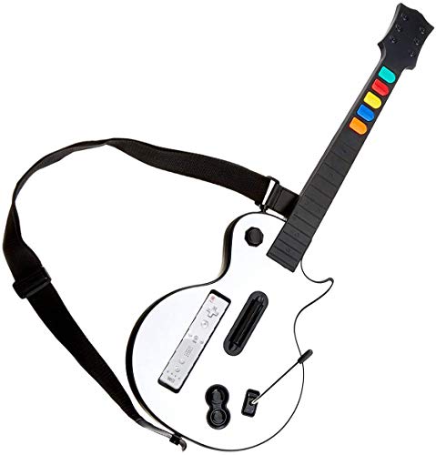 Guitarra Wii Blanca,DOYO Controlador de Guitarra Wii desmontable, Nintendo Wii Guitar Hero y Rock Band Game para Guitarra Inalámbrica.