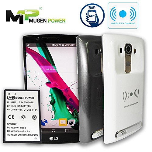 Mugen Alimentación - LG G4 815T / G4 Dual 818N 6200mAh batería extendida con cubierta (NFC + carga inalámbrica compatible) (blanco) Mugen Alimentación - LG G4 815T / G4 Dual 818N 6200mAh batería extendida con cubierta (NFC + carga inalámbrica compatible) (blanco)