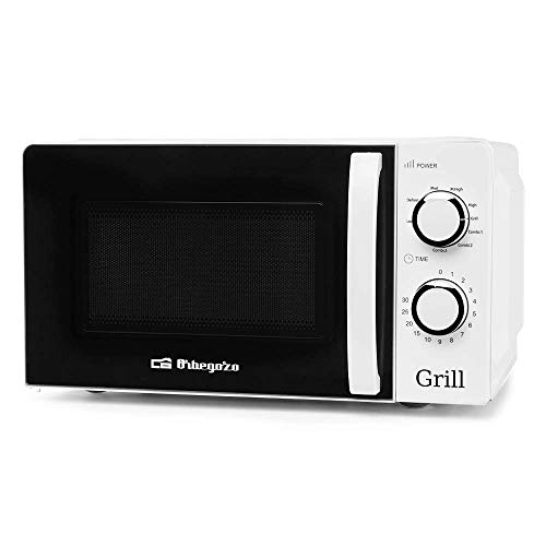 Orbegozo MIG 2130 Microondas con grill con 20 litros de capacidad, 5 niveles de funcionamiento y 3 funciones combinadas, temporizador hasta 30 minutos, 700-900 W, 900 W, Blanco