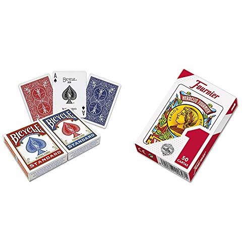 Bicycle US Playing Card 60808 - Lote de Barajas inglesas (2 x 54 Cartas) + Fournier F20991 - Baraja española Nº 1, 50 Cartas, Surtido: Colores aleatorios