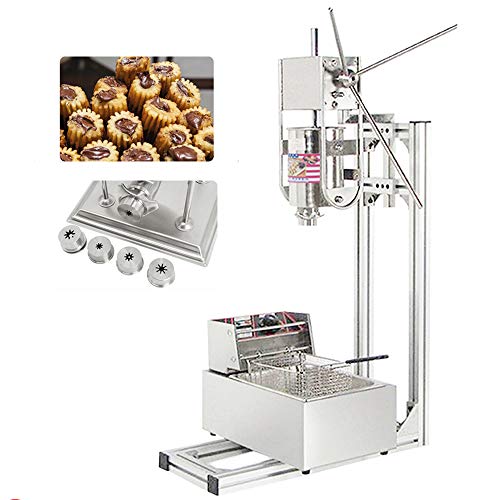 CGOLDENWALL Máquina de Churros de Acero Inoxidable con Cilindro de Material de 3L Churrera con Freidora Eléctrica de 6L Churro Maker Máquina para Hacer Churros Tradicionales Españoles