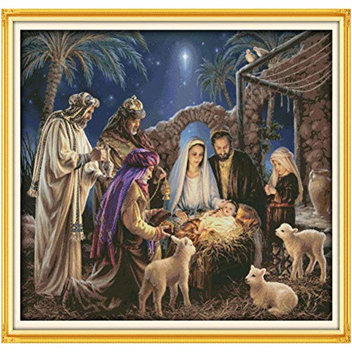 Cleana Arts kits de punto de cruz, El nacimiento del niño Jesús,11CT Contado (121cm×101cm)