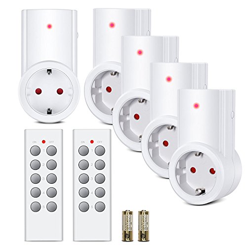 Etekcity Enchufes Inalámbricos Inteligentes con Control Remoto para Electrodomésticos, Blanco (Código de Aprendizaje, 5Rx-2Tx) Etekcity Enchufes Inalámbricos Inteligentes con Control Remoto para Electrodomésticos, Blanco (Código de Aprendizaje, 5Rx-2Tx)