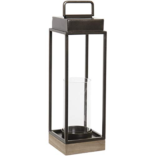 Hogar y Mas Portavelas Negro Decorativo de Metal y Cristal, Portavelas Originales, Decoración Interior/Exterior 11,5x11,5x39cm Hogar y Mas Portavelas Negro Decorativo de Metal y Cristal, Portavelas Originales, Decoración Interior/Exterior 11,5x11,5x39cm