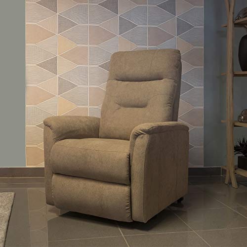 Homely Sillón Relax tapizado en Tela de Lino Piedra Beige con Motor