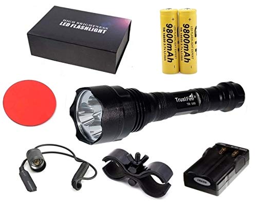 Kit original Trustfire TR-500-3 Led CREE XML-T6 3800lm - 1 Modo alto, 2 baterías GTF/Cargador (Kit C - Kit completo caza)