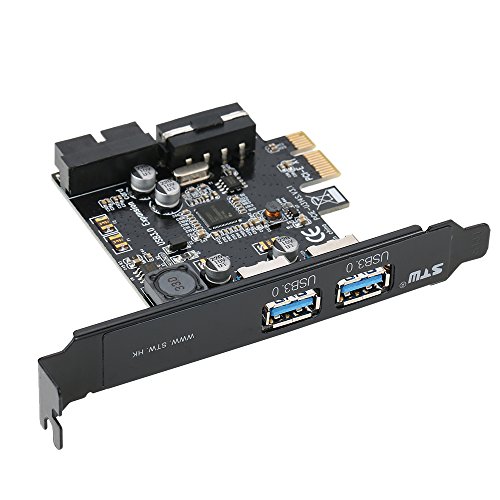 KKmoon Tarjeta Controladora PCI-E a USB 3.0,Tarjeta PCI Express de 2 Puertos Mini PCI-E Adaptador Tarjeta Interna USB 3.0 de 19 pin 5V 4 Pin Macho