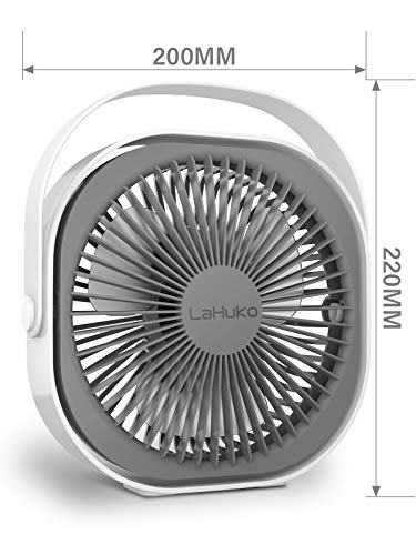 LaHuKo Ventilador USB Silencioso Ventiladores de Sobremesa Personal y Portátil Rotación Libre de 360 ° con 3 Velocidades Aire Frio para Oficina Hogar Coche (Blanco)