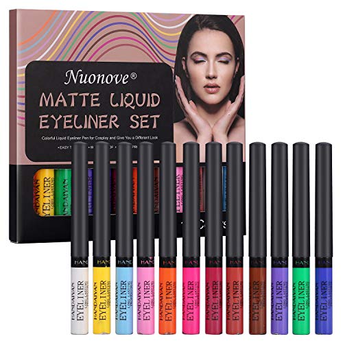 Lápiz Delineador Líquido Mate, Eyeliner Waterproof, Delineador de Ojos Waterproof, Delineador de Ojos de Color, Colorido Liquid Eyeliner Pen para Cosplay, 12 colores Lápiz Delineador Líquido Mate, Eyeliner Waterproof, Delineador de Ojos Waterproof, Delineador de Ojos de Color, Colorido Liquid Eyeliner Pen para Cosplay, 12 colores