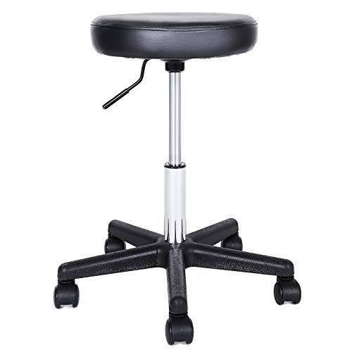 SONGMICS Taburete Giratorio sobre Ruedas, Taburete Rodante Regulable, 46-58 cm, Asiento Tapizado de Cuero Sintético, para Trabajo, Estudio, Oficina, Clínica, Negro LJB61B SONGMICS Taburete Giratorio sobre Ruedas, Taburete Rodante Regulable, 46-58 cm, Asiento Tapizado de Cuero Sintético, para Trabajo, Estudio, Oficina, Clínica, Negro LJB61B