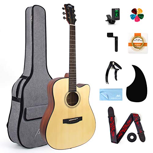 AKLOT Guitarra Acústica,4/4 abeto y caoba Guitarra Folk Acustica 41 pulgadas 6 metálicas cuerdas para adultos niño principiantes