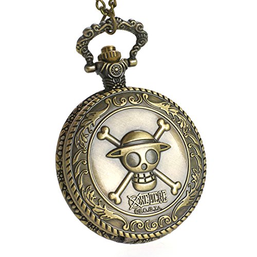 CoolChange One Piece Reloj de Bolsillo con el Jolly Rogers de los Piratas Sombrero de Paja