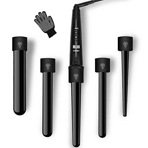 ELEHOT Rizador Pelo Planchas Rizadoras Profesional Pantalla LCD Tenacillas Pelo Ceramica Muitifunción 5 en 1 con Barras Recambiable Rizador de Pelo Temperatura Ajustable Negro… (gris) ELEHOT Rizador Pelo Planchas Rizadoras Profesional Pantalla LCD Tenacillas Pelo Ceramica Muitifunción 5 en 1 con Barras Recambiable Rizador de Pelo Temperatura Ajustable Negro… (gris)
