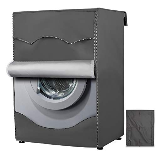 Funda para lavadora y lavadora de carga frontal para lavandería, ajuste universal para la mayoría de lavadoras y secadoras de carga frontal (gris, L)