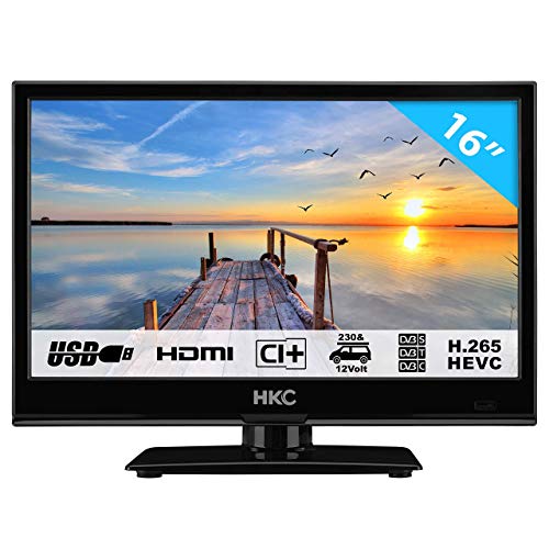 HKC 16M4: Televisor LED de 39,6 cm (16 Pulgadas) (HD-Ready, Triple Tuner, Ci+, Reproductor de Medios a través de USB 2.0, Cargador de Auto de 12 V)