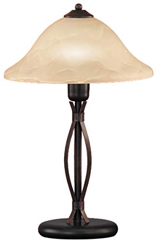 Honsel Leuchten 92271 - Lámpara de mesa, cristal antiguo color alabastro, metal color marrón rojizo