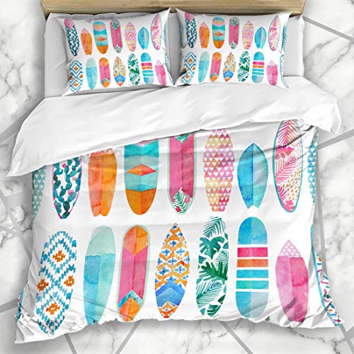 ZORMIEY Ropa de Cama - Funda nórdica Ikat Azul Acuarela Acuarela Patrón de Tabla de Surf Verano Surf Tabla de recreación Deportiva Hawai Microfibra Nuevo Set de Tres Piezas Funda de edredón 140 * 200 ZORMIEY Ropa de Cama - Funda nórdica Ikat Azul Acuarela Acuarela Patrón de Tabla de Surf Verano Surf Tabla de recreación Deportiva Hawai Microfibra Nuevo Set de Tres Piezas Funda de edredón 140 * 200