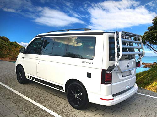 Barras de Techo para Volkswagen T5 y T6 Camper California, Larga Distancia Entre Ejes a Partir del año 2003 en Aluminio Negro con TÜV y Abe Barras de Techo para Volkswagen T5 y T6 Camper California, Larga Distancia Entre Ejes a Partir del año 2003 en Aluminio Negro con TÜV y Abe