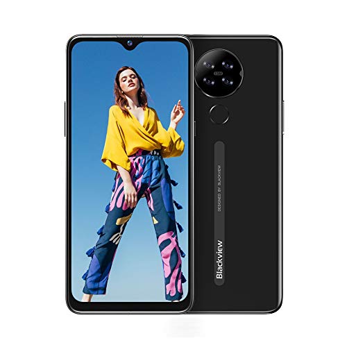 Blackview A80 Moviles Libres 4G Android 10 GO con 6.21" HD+ Water-Drop Screen, Cámara Trasera Cuádruple 13MP, Teléfono Móvil 2GB+16GB (SD 128GB), Batería 4200mAh Smartphone Libre, Face ID/GPS-Negro