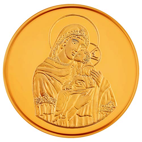 Conmemorativo Religiosa Medalla de oro amarillo 24K Santísima Virgen María con el Niño Jesús 8.55 g, 30 mm