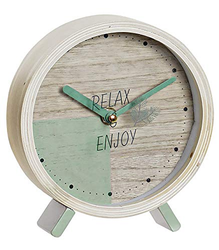Hogar y Mas Reloj de Sobremesa de Cristal Decorativo, Relojes Originales de Mesa. Diseño Relax & Enjoy 15X4,5X16cm - Azul Claro