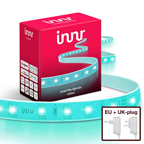 Innr Flex Color, 2m Smart LED Strip, compatible con Philips Hue* & Alexa (Puente Requerido) 2 metros Tira LED RGBW, FL 120C Innr Flex Color, 2m Smart LED Strip, compatible con Philips Hue* & Alexa (Puente Requerido) 2 metros Tira LED RGBW, FL 120C
