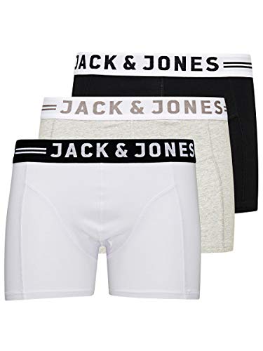 Jack & Jones Sense Trunks 3-Pack Bóxer, Light Grey Melange, Medium (Pack de 3) para Hombre