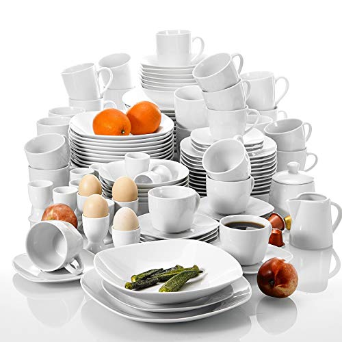 MALACASA, serie ELISA, Vajillas de Porcelana servicio de Cena Servicio de combinación de 100 piezas MALACASA, serie ELISA, Vajillas de Porcelana servicio de Cena Servicio de combinación de 100 piezas
