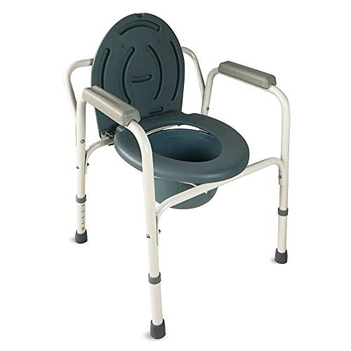 Mobiclinic, Arroyo, Silla con WC, silla de inodoro para mayores y discapacitados, silla orinal con reposabrazos, acero, ayuda de baño, altura regulable, tapa, conteras antideslizantes