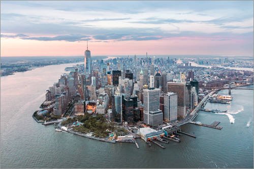 Posterlounge Lienzo 60 x 40 cm: Aerial View of Lower Manhattan, New York de Matteo Colombo - Cuadro Terminado, Cuadro sobre Bastidor, lámina terminada sobre Lienzo auténtico, impresión en Lienzo