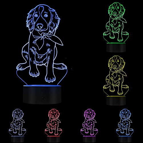 WANQINGW Setter irlandés Cachorro Forma Diseño moderno Brillante LED Luz de noche Personalizar Nombre Decoración para el hogar Mascota Perro Animal Lindo Humor Lámpara de mesa