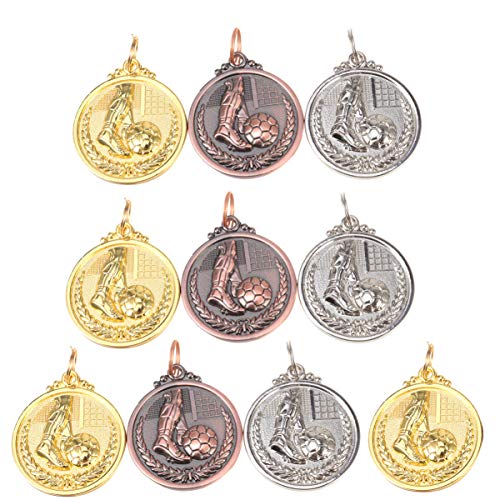 BESPORTBLE 10 Piezas Medallas de Premio Medalla de Fútbol Medallas de Fútbol Medallas de Oro Plata Bronce para Competiciones Deportivas Favores de Fiesta de Fútbol