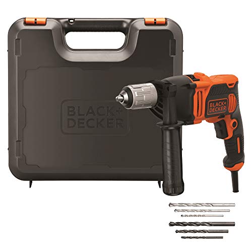 BLACK+DECKER BEH850K-QS - Taladro Percutor con Cable 850W, Portabrocas 13Mm, incluye 6 brocas y maletín