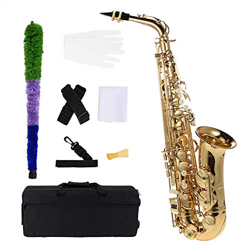 ammoon bE Alto Saxofon, Latón Lacado Oro E Flat Sax 802 Clave Tipo de Viento de Madera Instrumento
