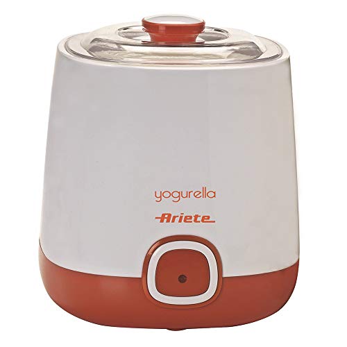 Ariete 621 Yogurtera, capacidad 1 litro, 20 W, 12 horas preparación, tapa doble, diseño compacto apto lavavajillas, Blanco/Naranja Ariete 621 Yogurtera, capacidad 1 litro, 20 W, 12 horas preparación, tapa doble, diseño compacto apto lavavajillas, Blanco/Naranja
