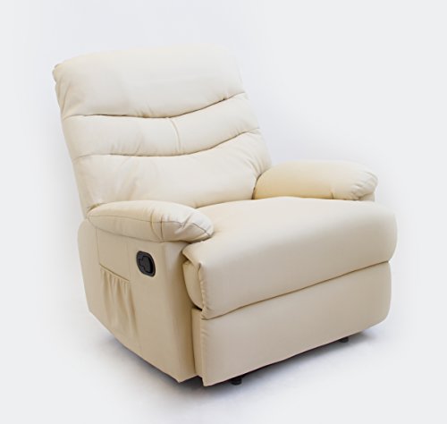 Astan Hogar Sillón Relax con Reclinación Manual, Masaje Y Termoterapia. Modelo Roma AH-AR30200CR, Crema,