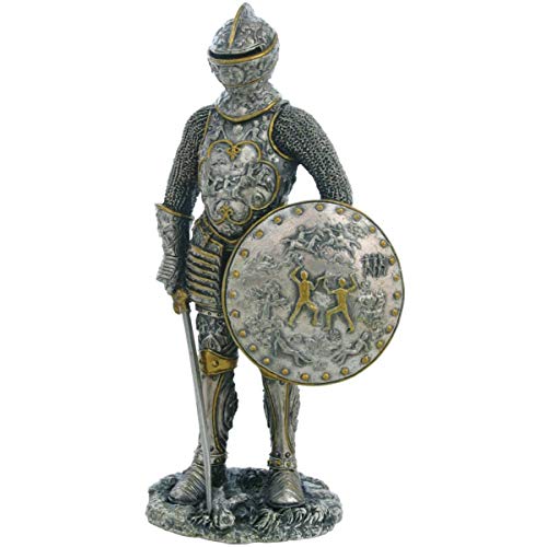 Diseño de peluche con lanza y escudo bañado en plata (estaño)