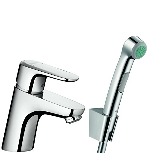 Hansgrohe 32126000 – Alcachofa para WC para baño Intime Bidette con grifo mezclador de lavabo Ecos cromo