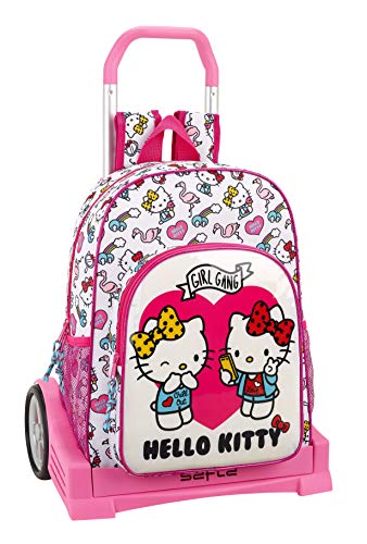 Hello Kitty Mochila con Carro Ruedas Evolution, Trolley, Rosa, 42 cm