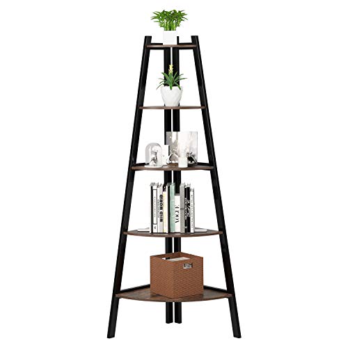 Homfa Estantería de Esquina Estantería Escalera Estantería Rinconera de Pie Estantería Metálica y Madera de 5 Niveles Vintage y Negro 160.5x70x47.5cm Homfa Estantería de Esquina Estantería Escalera Estantería Rinconera de Pie Estantería Metálica y Madera de 5 Niveles Vintage y Negro 160.5x70x47.5cm