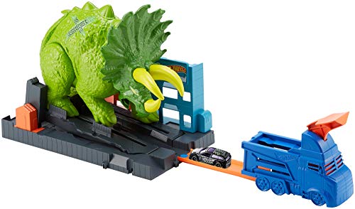 Hot Wheels City Global Nemesis TV, Dinosaurio Triceratops y lanzador de coches de juguete (Mattel GBF97) Hot Wheels City Global Nemesis TV, Dinosaurio Triceratops y lanzador de coches de juguete (Mattel GBF97)
