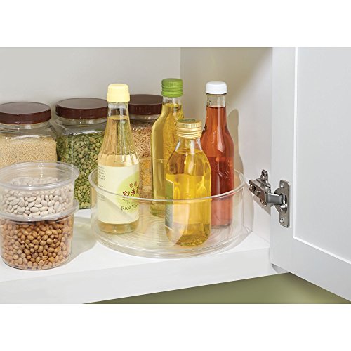 InterDesign Cabinet/Kitchen Binz Plato giratorio, pequeño organizador de armarios de cocina en plástico, especiero giratorio, transparente